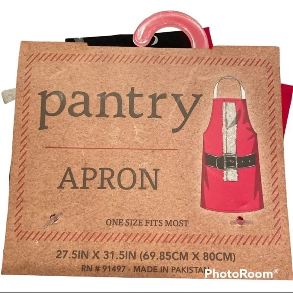 Pantry Apron Christmas Santa Claus Theme Cotton Holiday Parties Full Length NWT - Picture 1 of 4